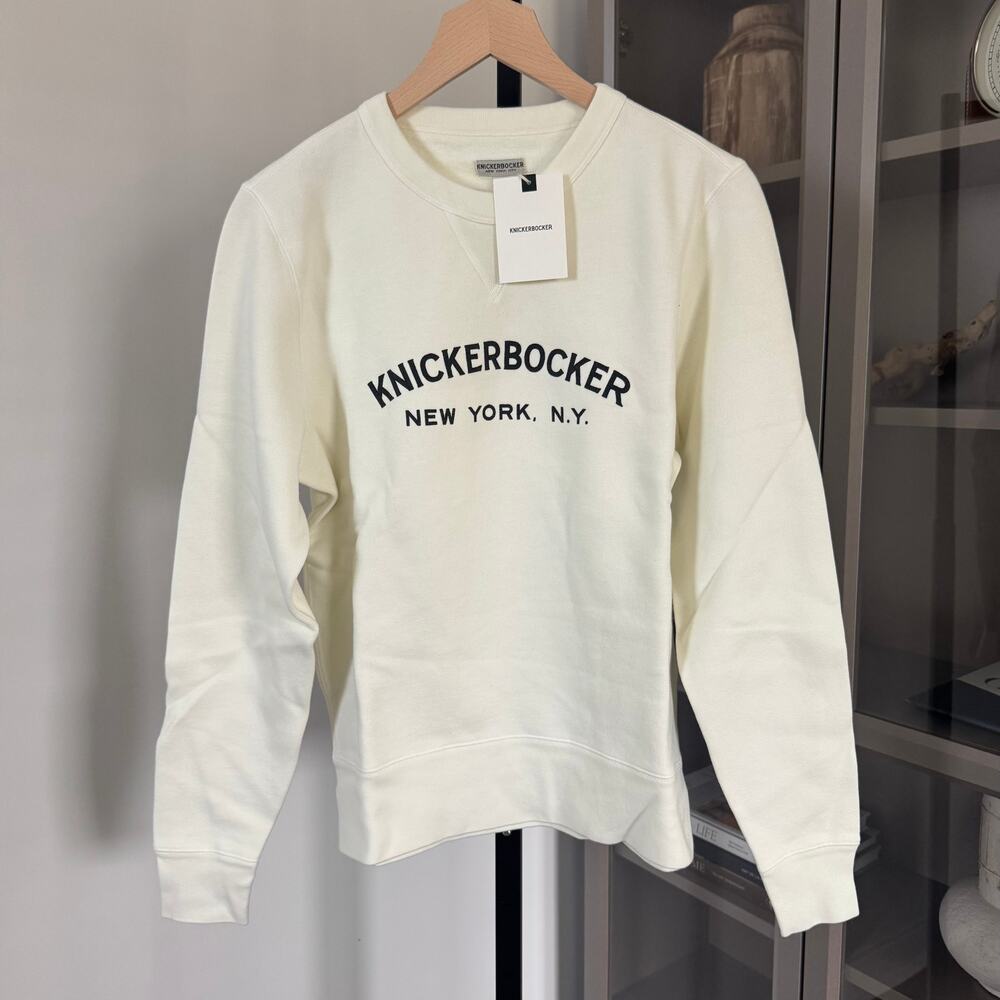 Knickerbocker Core Logo Standard Crewneck Milk White Sweatshirt XS NEW Pullover